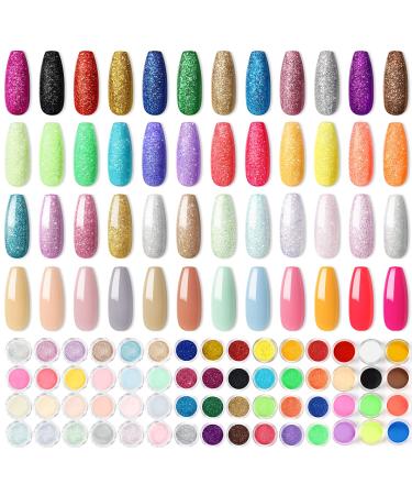 COSCELIA Acrylic Nail Powder Set with Nail Decoration Powder Rainbow Colors and Nude Colors Acrylic Powder Professional Starter Kit Gift for Women Home and Salon Use Nail Art Design