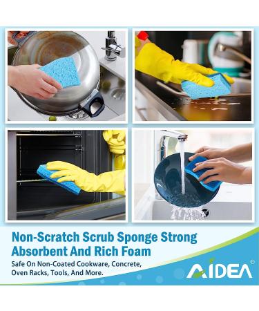 AIDEA-Brite Non-Scratch Scrub Sponge 24 Count - Gentle Cleaning Sponges for Dishes - Stands Up to Grime - Fast & Scratch-Free Cleaning Power - Ideal for Everyday Jobs - Buy Online on SooperMarket.com