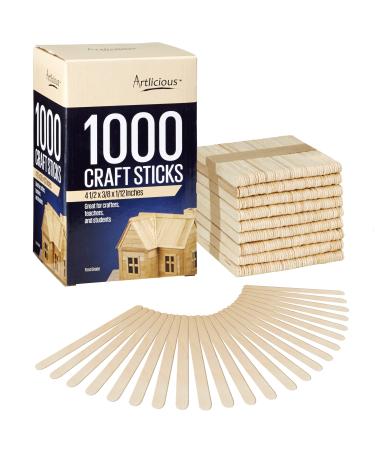 Artlicious 1000 Pcs Natural Wood Craft Sticks  Popsicle Sticks for Crafts  Icecream Sticks  Wooden Dowel  Wax Sticks  Tongue Depressors 1000 Sticks