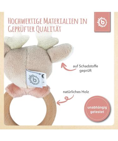 Bieco Reh Ella Greifling | Eco-Friendly Baby Wood Rattle & Gripping Rings | Cuddly Baby Deer Toy for Newborns | Perfect Baby Shower Gift - Buy Online on SooperMarket.com