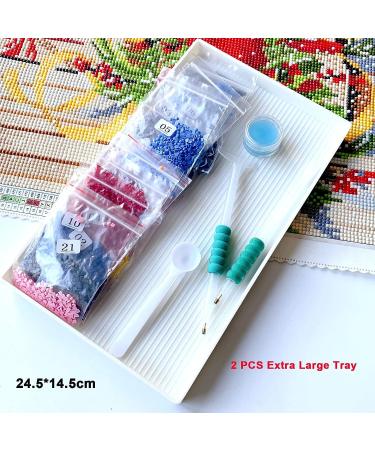 2 pcs 10x6 inch Diamond Painting Tray Organizer - Extra Large Plastic Trays for Beads & Diamond Art Accessories - DIY Gem Art Craft Tools - White (2 Trays 1 Spoon) - Buy Online on SooperMarket.com