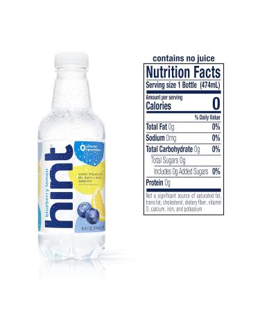 Hint Water Blueberry Lemon (Pack of 12)  16 Ounce Bottles  Pure Water Infused with Blueberry and Lemon  Zero Sugar-Calories-Sweeteners-Preservatives-Artificial Flavors  16 Fl Oz (Pack of 12) - Buy Online on SooperMarket.com