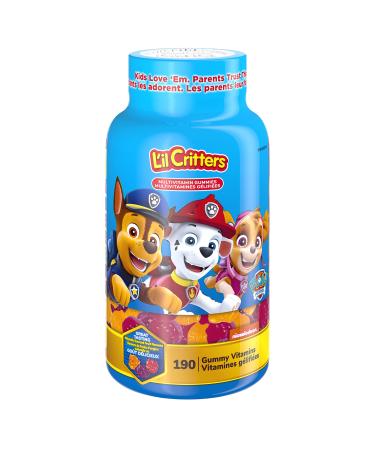 L'il Critters Paw Patrol Kids Complete Multivitamin Gummies 11 essential nutrients Naturally Sourced Colours & 5 Delicious Flavours 190 Count (3 Month Supply) Packaging may vary