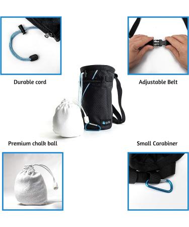 SKYG Chalk Bag for Rock Climbing with Refillable Chalk Ball - 2.3 oz - Belt, Carabiner Clip, Brush Loop, 2 Zippered Pockets - Ideal for Climbing, Bouldering, Gymnastics, Cross Fit - Buy Online on SooperMarket.com