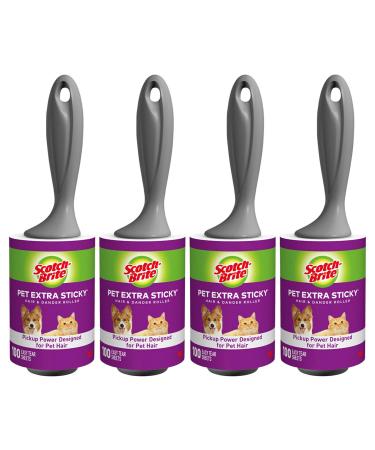 Scotch-Brite Pet Extra Sticky Hair Lint Roller, 4, 400 Sheets