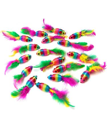 Chiwava 24PCS 5 Rattle Cat Toys with Feather Rainbow Rope - Interactive Mouse Kitten Toy - Buy Online on SooperMarket.com