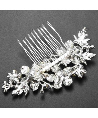 Plouluyt Wedding Bridal Hair Combs Vintage Imitation Crystal Hairpins Prom Jewelry Gold Silver Flower Pattern Hair Accessories Pins Women Silver - Buy Online on SooperMarket.com