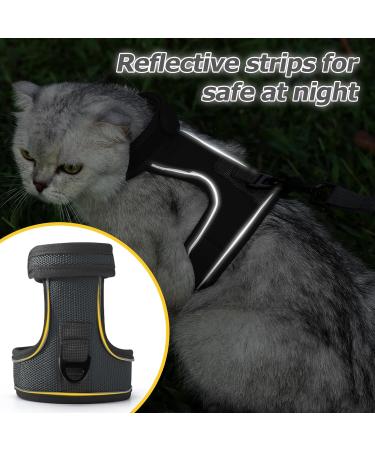 HEYWEAN Cat Harness and Leash Set - Escape Proof Kitten Harness for Outdoor Walking - Adjustable and Reflective - Dark Grey - Sizes S, M, L - Buy Online on SooperMarket.com