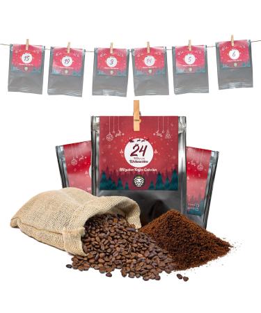 Premium coffee advent calendar 2024 - with love roasted by people with disabilities |Coffee gift for men and women |Fair |24 x 30 g of coffee beans in the Christmas calendar