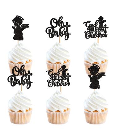 25Pcs Easter God Bless Cupcake Toppers Cross Angel Toppers Cupcake Decoration Christian Cake Toppers Christian Party Decorations Supplies Cy-24-xs-122