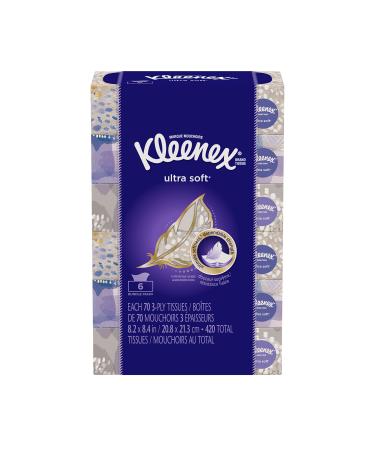 Kleenex Ultra Soft & Strong Facial Tissues,70 Count 8.2 x 8.4in pack of 6