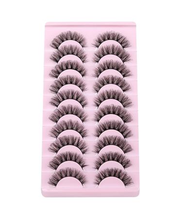 Wiwoseo Cat Eyes D Curly Faux Mink Lashes - 10 Pairs Natural Wispy 17MM Volume - Buy Online on SooperMarket.com