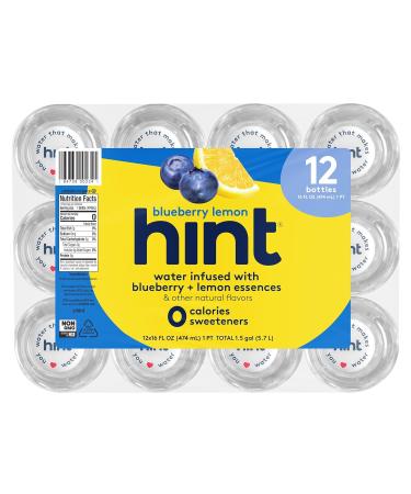 Hint Water Blueberry Lemon (Pack of 12)  16 Ounce Bottles  Pure Water Infused with Blueberry and Lemon  Zero Sugar-Calories-Sweeteners-Preservatives-Artificial Flavors  16 Fl Oz (Pack of 12) - Buy Online on SooperMarket.com