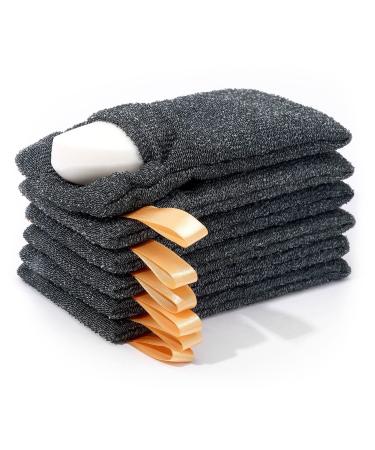 6-Pack Soap Pocket Exfoliating Soap Saver Pouch, Body Scrubber Rough Sponge Exfoliator for Bath or Shower, Gray Mesh Bar Soap Foam Lather Pouch 6 Bags