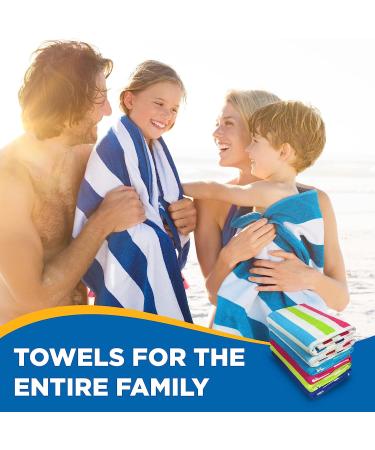 Ben Kaufman Cabana Stripe Beach Towel - Large Cotton Terry, 30 x 60, 6 Pack - Soft, Absorbent & Assorted Colors - Buy Online on SooperMarket.com