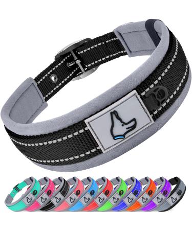 Joytale dog collar softly padded neoprene collars for medium dogs nylon reflective wide collar dog black m (1 Pack) black