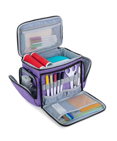 LUXJA Carrying Bag Compatible with Cricut Joy Carrying Case Compatible with Cricut Joy and Tool Set Tote Compatible with Cricut Joy (with Supplies Storage Sections) Purple (gray lining)
