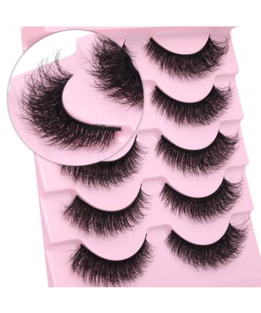 100% Mink Lashes Natural Look False Eyelashes Fluffy 15mm Wispy Eye Lashes Pack Short 5D Human Hair Look Cat Eyelashes by HeyAlice Human Hair Look 002