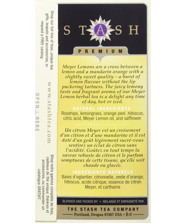 Stash Tea Meyer Lemon Herbal Tea 20 Count - Pack of 1 - Buy Online on SooperMarket.com
