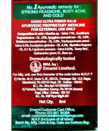 Zandu Ultra Power Balm 8ml - Pack of 20 | Fast-acting Pain Relief - Buy Online on SooperMarket.com