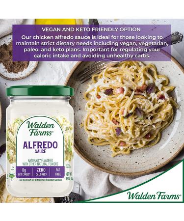 Walden Farms Light Alfredo Sauce 12 oz - Sugar, Fat, Calorie & Dairy Free, Vegan Friendly - Ideal for Pasta, Noodles, Chicken & Fresh Recipes - Buy Online on SooperMarket.com
