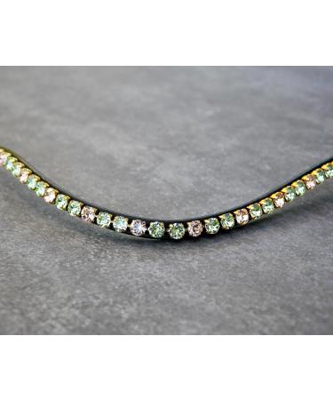 Happy Horses Curved Narrow Pasture - Light Green & Apricot with Glitter Stones Dark Brown Leather (VB/COB) - Buy Online on SooperMarket.com