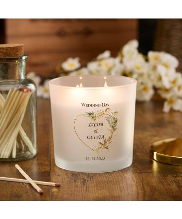 Personalised Large Double Wick Wedding Candle Gift with Gold Leaf (White Musk and Vanilla) - Buy Online on SooperMarket.com