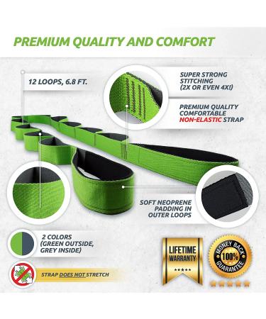 EverStretch Stretching Strap with Loops & E-Book | Non-Elastic Yoga Strap | Premium Stretch Band for Physical Therapy & Exercise - Buy Online on SooperMarket.com