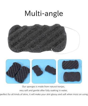 Konjac Sponge Set with Activated Bamboo Charcoal - Body & Facial Sponge Deep Cleansing Sponge for Care - Buy Online on SooperMarket.com