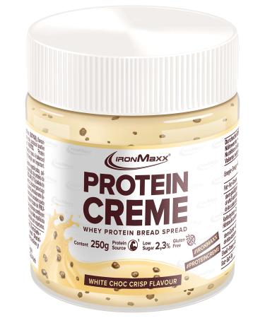 Ironmaxx Protein Creme - White Choc Crisp 250g |Creamy high protein bread spread |low carb low sugar suitable for healthy eating white chocolate crisp 250 g (1 Pack)