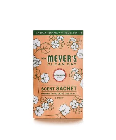 Mrs. Meyer's Air Freshener Sachets, Fragrance for your Locker, Car, Closet, and Gym Bag, Geranium, Pack of 3