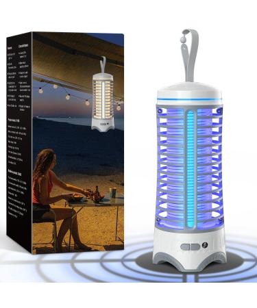 Imenlox Bug Zapper Outdoor with LED Light Cordless Mosquito Zapper Indoor 2500mAh Electric Rechargeable Fly Zapper 2-in-1 Portable Fly Traps Fly Zapper for Home Backyard Camping Patio(White)