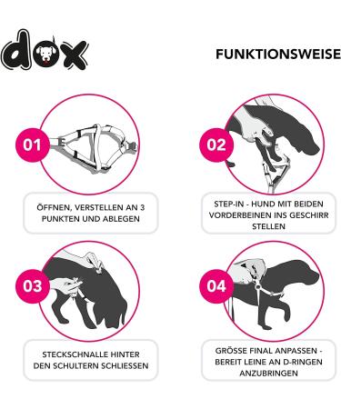Buy DDOXX Nylon Step-In Dog Harness - Adjustable Pink Puppy Harness for All Sizes (L) - 2.5 x 65-99 cm - International Shipping Available - Buy Online on SooperMarket.com
