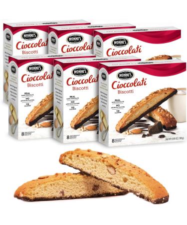 Nonni's Cioccolati Almond Biscotti Italian Cookies - 6 Boxes Biscotti Individually Wrapped Cookies - Italian Biscotti Cookies Made w/Premium California Almonds & Dark Chocolate - Kosher - 6.88 oz