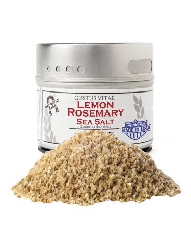 Gustus Vitae - Lemon Rosemary Sea Salt - Non GMO Verified - Magnetic Tin - Authentic Gourmet Seasoning - Crafted in Small Batches