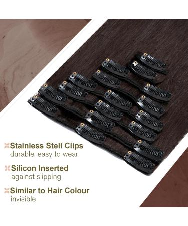 Brown Clip in Hair Extensions Real Human Hair 16 Inch 65g Hair Extensions Clip in 8 Pieces Clip in Hair Extensions - Buy Online on SooperMarket.com
