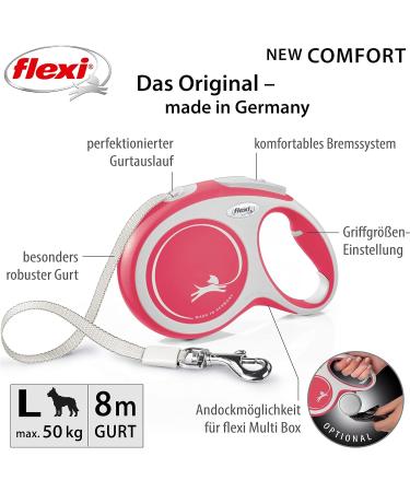 Flexi Retractable Leash New Comfort - Red - Large 8m | International Shipping Available - Buy Online on SooperMarket.com