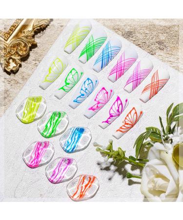 Glow in the Dark Spider Gel Nail Art - 6 Colors Luminous Drawing Gel for DIY Manicure | UV LED Soak Off Elastic Line Painting Gel with Brushes - Buy Online on SooperMarket.com