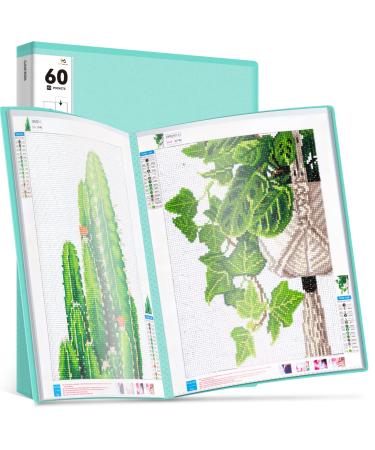 PP OPOUNT 60 Pockets A3 Diamond Painting Storage Book  Hold Up to 60 Diamond Painting  Diamond Painting Folder Storage for Diamond Painting Accessories  Diamond Painting Kits(16.5x11.9 inch  Green) 60 Pages green