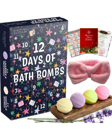 Bath Bomb Advent Calendar 2024-12 Days of Bath Bomb with Cute Headband - Christmas Gifts for Women Bath Bombs Gift Set Bath Gift Set Pamper Gifts for Women & Kids