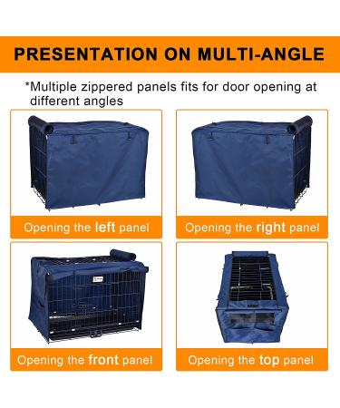 Durable Dog Crate Cover - Fits 24-48 Inches Wire Crate - Oxford Fabric - Medium and Large Dog Kennel Cover - Blue Rhombus - 2 Doors - Heavy Duty - Buy Online on SooperMarket.com