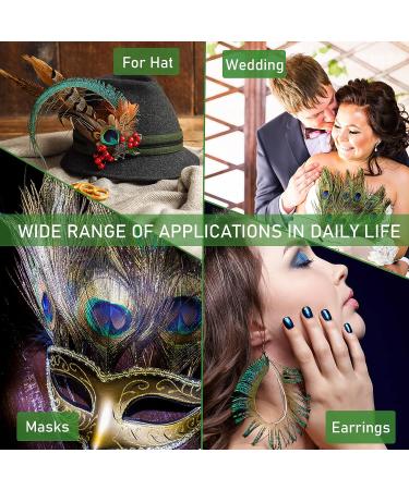 20 Pcs Real Natural Peacock Feathers Bulk Set - Multicolored DIY Craft & Wedding Decoration - Buy Online on SooperMarket.com