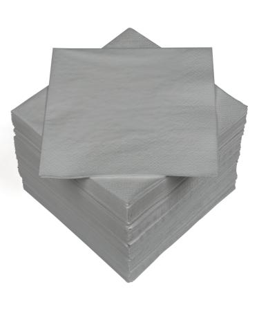 HEKU 100 single-colored napkins 3-layer 33x33cm I Uniform quality for events & gastronomy I practical 5-pack I highly absorbent and stylish silver