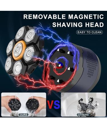 Hatteker Blad Head Shavers for Men Magnetic Electric Razor for Bald Men IPX6 Waterproof Wet Dry Mens Trimmer Cordless Rotary Shaver Razor Kit with LED Display(Blue) - Buy Online on SooperMarket.com