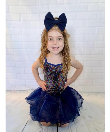 Zaclotre Little Girls Sequin Leotard | Sparkly Navy Ballet Tutu Dress for Kids 8-9 Years - Buy Online on SooperMarket.com