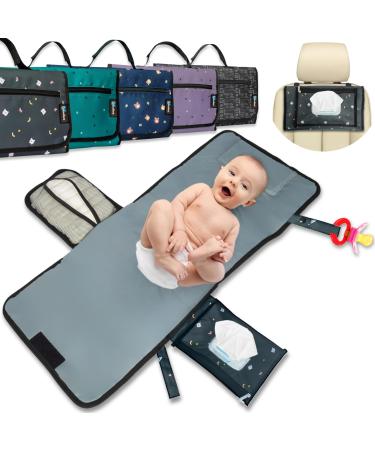 Bubenherz diaper pocket - comfort -xl hygiene wrapping & non -slip wet cloth for all sizes - diaper pad for on the go - diaper bag organizer with plenty of space greybear