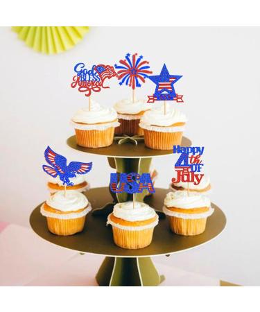 24 Pcs Independence Day Cupcake Toppers Glitter National Flag Cake Topper Picks Toothpick Toppers 4th of July Flag Day Photo Props for Patriotic Party Supplies (eagle-godbless-you) - Buy Online on SooperMarket.com