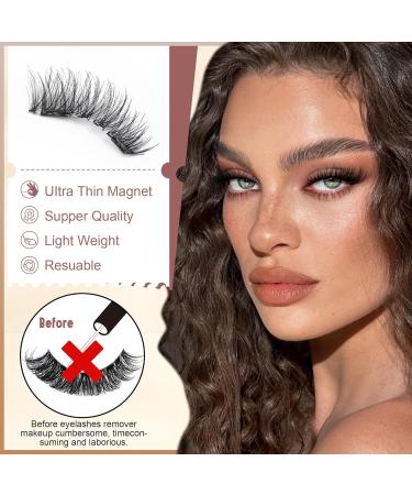 Buy WIWOSEO Reusable Magnetic Eyelashes - Dual Magnetic Lashes for a Natural Look | Glue-Free with Applicator | 2 Pairs B-15MM for Effortless Beauty - Buy Online on SooperMarket.com