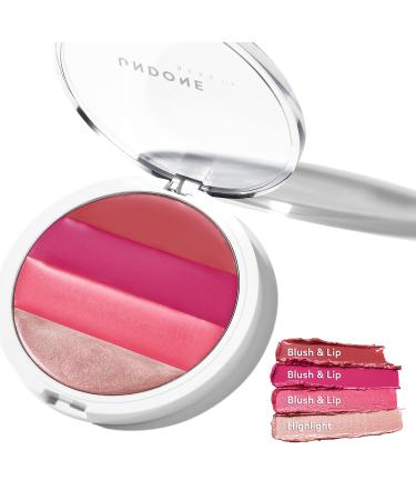 Undone Beauty Mega Cr me Clean Cream Blush  Bronzer and Highlighter Makeup Palette - Strawberry Creme Strawberry Cr me