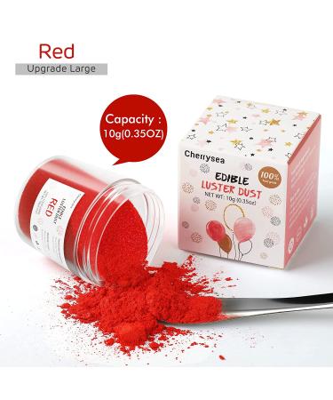 Red Edible Luster Dust 10g - Food Grade Tasteless Dessert Dust for Baking - Cherrysea Food Coloring Powder for Cupcakes, Cake Pops, Fondant, Chocolate, Candy - Buy Online on SooperMarket.com